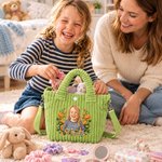 Personalized Birth Flower Cartoon Character Photo Corduroy Kid Crossbody Bag with Name Birthday Gift for Girls 2