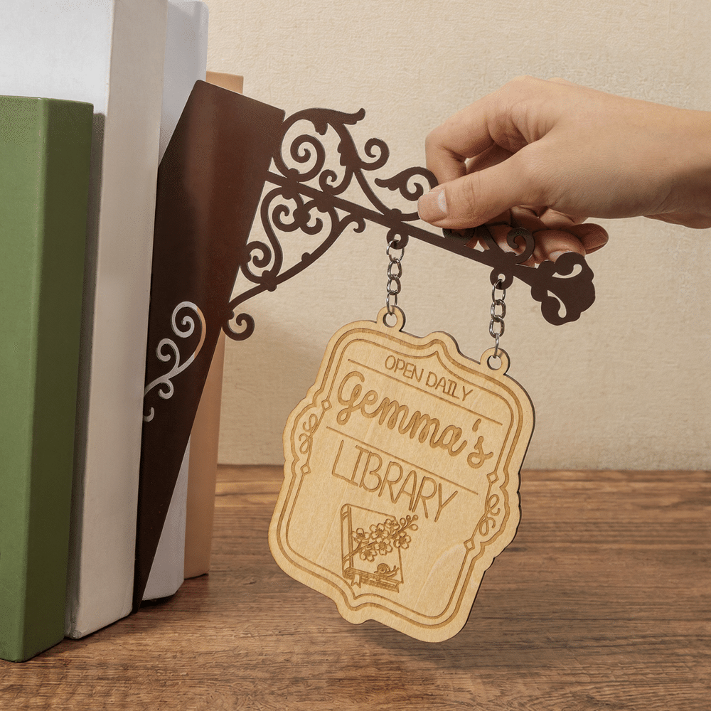 Personalised Vintage Floral Book Wooden Library Sign Post with Name Birthday Book Club Gift for Literature Lovers Bookworms 6