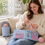 Personalized Daisy Gingham Crochet Hook Organizer Yarn Ball Storage Bag with Name and Handle Daily Use Birthday Gift for Crochet Lovers Women 9