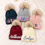 Individuell gestaltete, mit mehrfarbigem Garn umwickelte, weiche Baby-Strickmütze mit Pompon, ab 2 Monaten bis 6 Jahren, für den Winteralltag, als Geschenk zur Babyparty für Babys und Kleinkinder 1