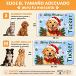 Mantel impermeable para comedero de mascotas personalizado con foto estilo dibujo, acebo y nombre - Regalo de Navidad para dueños de perro y gato 8