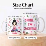 Personalized Cartoon Knitted Character Yarn Crochet 11 oz 15 oz Ceramic Mug with Name Daily Use Christmas Birthday Gift for Knitting Lovers