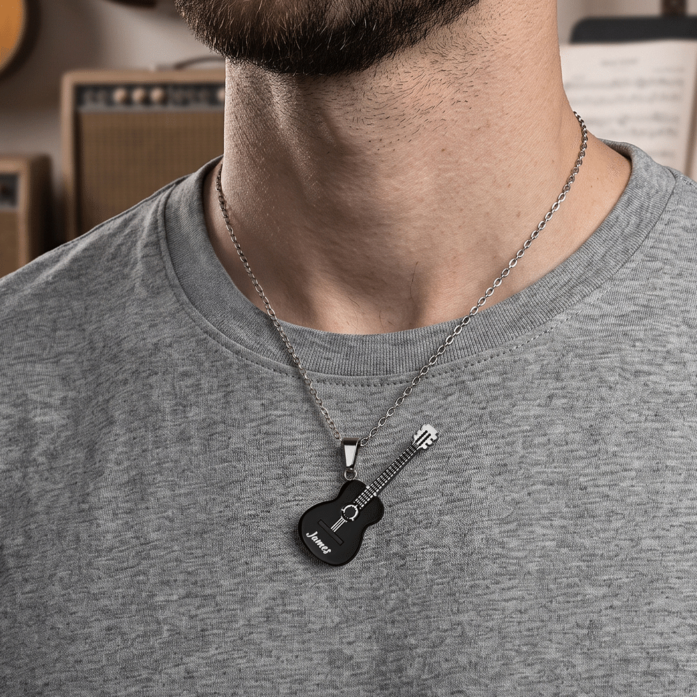 Personalised Guitar Pendant Necklace with Name Dainty Jewellery Music Festival Accessory Birthday Gift for Guitar Player Music Lover 7