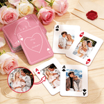 Personalised Romantic Couple Photo Heart Playing Cards Iron Box Set with Text Wedding Engagement Gift for Newlyweds Couples 1