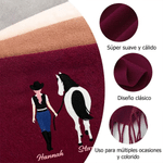 Bufanda bordada personalizada con jinete y caballo multicolor, nombre, suave y cálida con flecos - Regalo de cumpleaños para amantes de los caballos 11