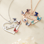 Collar personalizado de plata de ley con mariposas, corazón y el número 1-8, ideal para celebrar el nacimiento de un familiar, con nombre; regalo de aniversario o de cumpleaños para mujer o madre 1