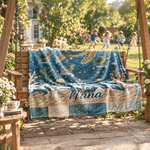 Personalised Sea Turtle Family Quilt-Effect Soft Throw Blanket with Title and 1-10 Names Home Decor Birthday Christmas Gift for Mum Gran Family 5
