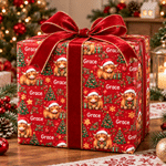 Personalized Highland Cow Christmas Tree Wrapping Paper with Name Christmas Gift for Family Friends 5