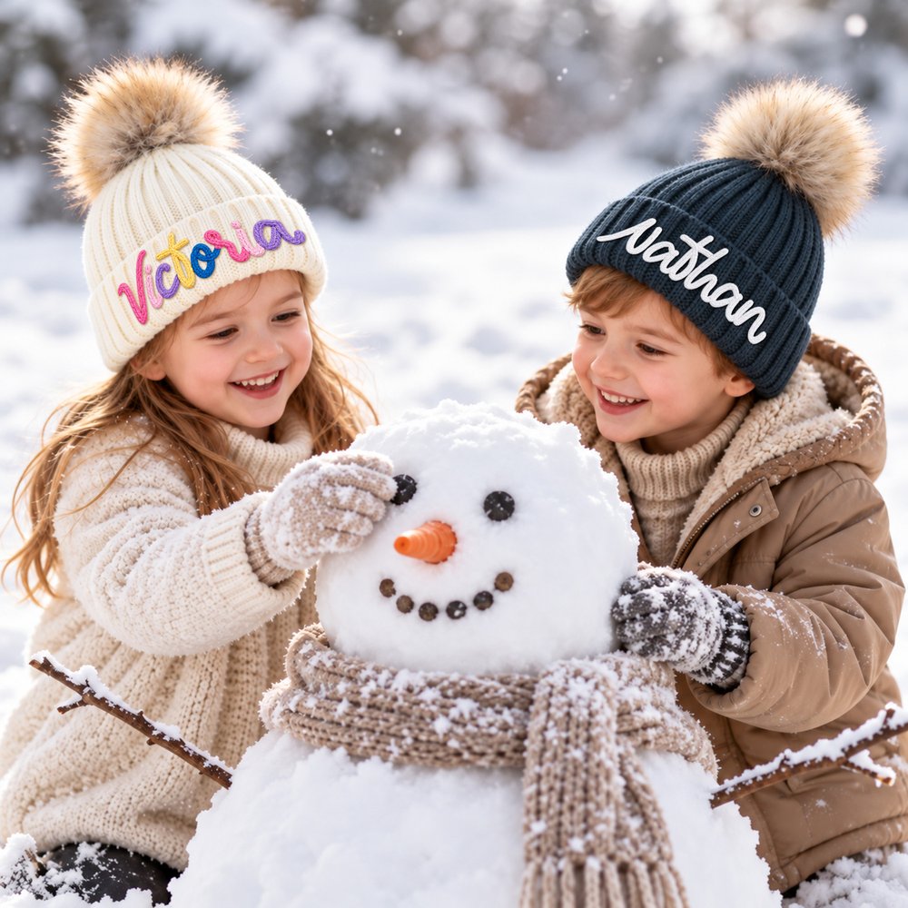 Individuell gestaltete, mit mehrfarbigem Garn umwickelte, weiche Baby-Strickmütze mit Pompon, ab 2 Monaten bis 6 Jahren, für den Winteralltag, als Geschenk zur Babyparty für Babys und Kleinkinder 9