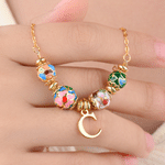 Collier personnalisable en argent sterling, style bohème rétro, coloré, émaillé, à motifs floraux et perles ajustables, avec pendentif initiale – Cadeau d'anniversaire ou de fête pour femme 5