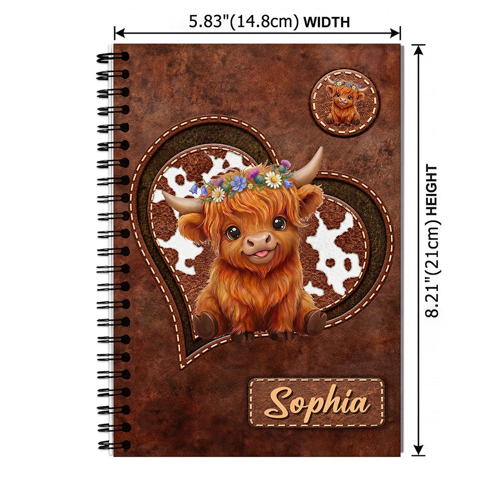 Personalised Highland Cow A5 Spiral Notebook with Name Birthday Gift for Highland Cow Lovers 9
