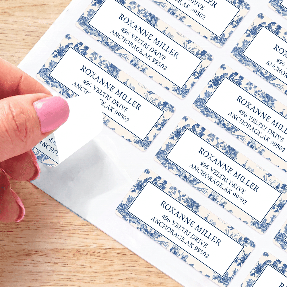 Personalised French Toile De Jouy Print Flat Note Card with Name and Address Sticker Set of 20 Daily Use Birthday Anniversary Gift for Friend Family 6