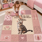 Manta suave personalizada con estampado de huellas de mascota, estilo patchwork con efecto colcha, con foto y nombre; regalo conmemorativo de condolencia por la pérdida de una mascota para el dueño 5