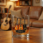 Personalized 3D-Effect Artwork Guitar Studio 10 oz Rock Whiskey Glass with Name Birthday Anniversary Holiday Gift for Guitar Players Music Lovers