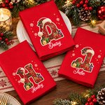Personalised Christmas Faux Rhinestone Initial 100% Cotton Red Napkin with Name Table Decor Christmas Gift for Family Friends 2