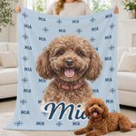 Coperta morbida personalizzata, con foto animale in stile acquerello, nuvola di parole e nome - Regalo di compleanno per amanti di animali