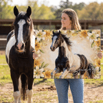 Personalised Realistic Oil Painting Horse Portrait Birth Flower Canvas Print with Name Home Decor Housewarming Birthday Gift for Horse Owners 5