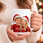 Personalized Christmas Comic Style Photo 11 oz 15 oz Ceramic Coffee Mug with Text Christmas Gift for Couple Friend Pet Owner