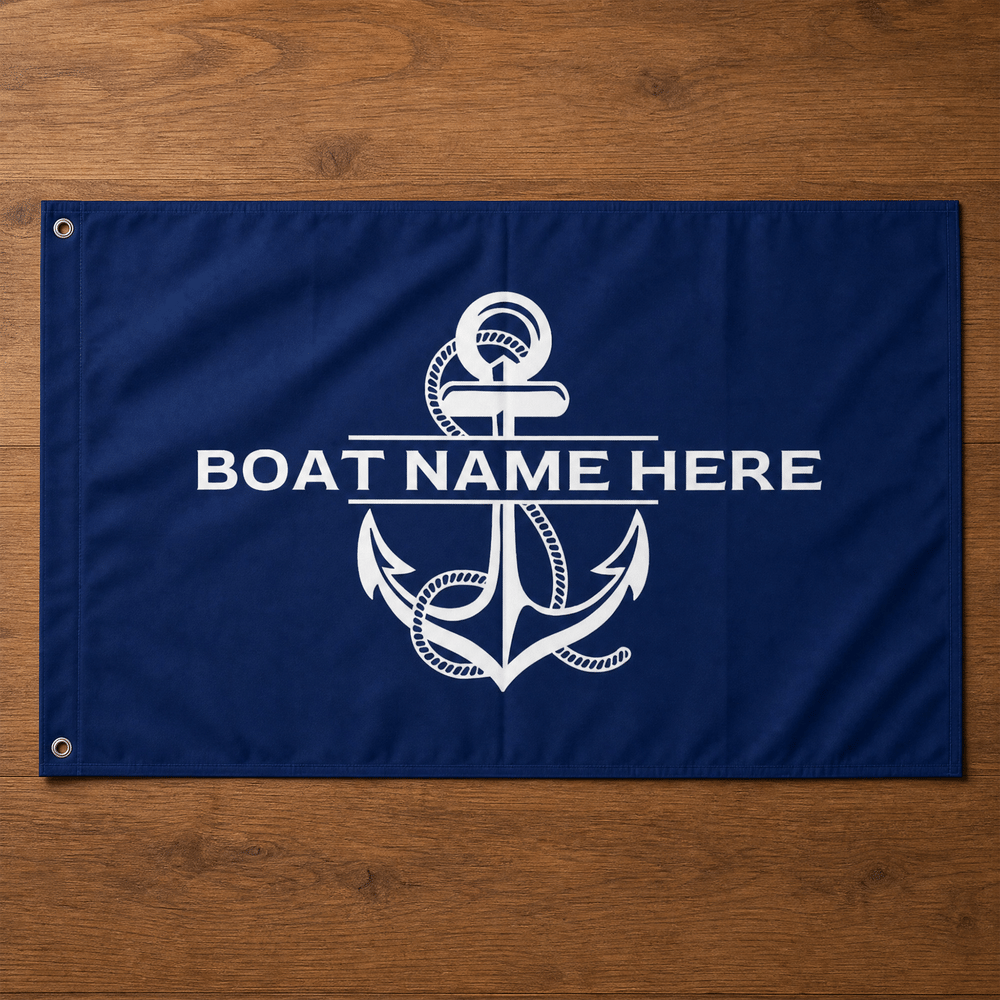 Personalised Nautical Anchor Waterproof Flag with Text Birthday Anniversary Gift for Sailor Boat Owner Captain 4