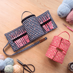 Personalized Daisy Gingham Crochet Hook Organizer Yarn Ball Storage Bag with Name and Handle Daily Use Birthday Gift for Crochet Lovers Women 1