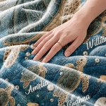 Personalised Sea Turtle Family Quilt-Effect Soft Throw Blanket with Title and 1-10 Names Home Decor Birthday Christmas Gift for Mum Gran Family 8