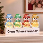 Personalisierte Schneemann-Deko aus Holz mit LED-Licht | mit Namen und Holzsockel | Weihnachtsdeko | Fensterdeko | Geschenk für Familie 1
