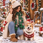Écharpe personnalisée sur le thème de Noël, avec un personnage de dessin animé représentant votre animal de compagnie, son nom et un pompon – Accessoire d'hiver, cadeau de Noël idéal pour les propriétaires d'animaux de compagnie 4