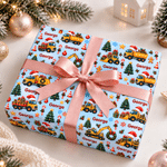 Papel de regalo personalizado con motivos de vehículos de construcción y árboles de Navidad, con nombre, ideal para envolver regalos de Navidad para niños, amigos y familiares 4