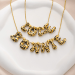 Personalised Trendy Y2K Leopard Print 3D Bubble Letter Necklace with Name Daily Wear Birthday Gift for Women Teen Girls 2