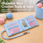 Personalized Daisy Gingham Crochet Hook Organizer Yarn Ball Storage Bag with Name and Handle Daily Use Birthday Gift for Crochet Lovers Women 8
