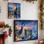 Stampe fotografiche personalizzate per bambini in stile fiabesco con castello di fiocchi di neve: decorazioni da parete per la casa, regali di Natale e di compleanno per familiari e amici