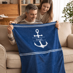 Personalized Boat Anchor Soft Throw Blanket with Name Home Decor Christmas Gift for Father Sailing Enthusiast Boat Owner