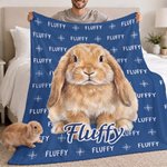 Coperta morbida personalizzata, con foto animale in stile acquerello, nuvola di parole e nome - Regalo di compleanno per amanti di animali