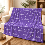 Personalized Star Paw Print Word Cloud Soft Throw Blanket with Initial Name and Number Home Decor Birthday Christmas Gift for Kids Family Friends 2