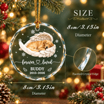 Adorno redondo de cristal personalizado con foto de una mascota durmiendo con alas de ángel, con nombre y año; regalo navideño conmemorativo y de condolencia para propietarios y amantes de mascotas 6