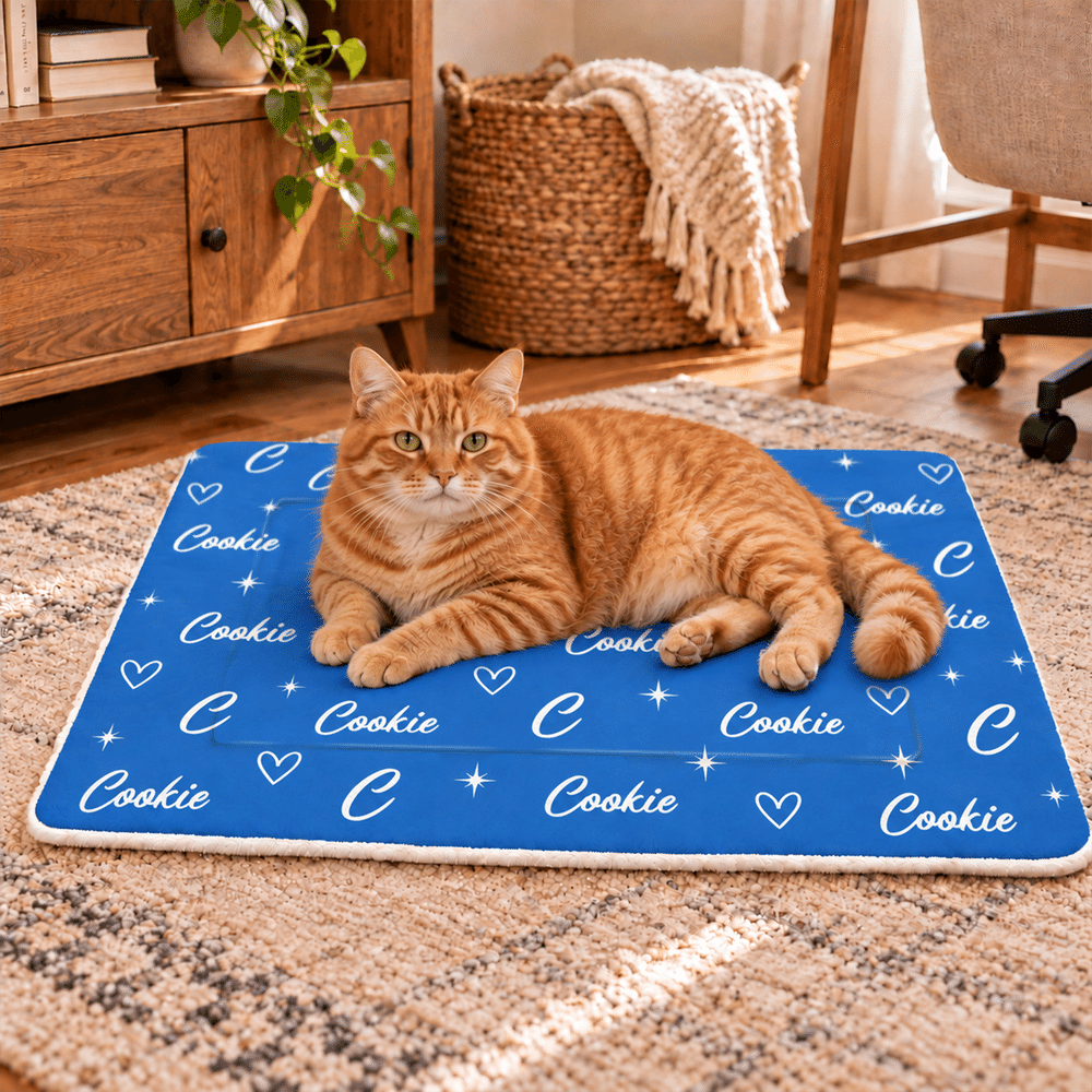 Personalised Colourful Word Cloud Soft Warm Pet Bed Mat with Name Initial and Number Birthday Christmas Gift for Pet Lovers Friends 5