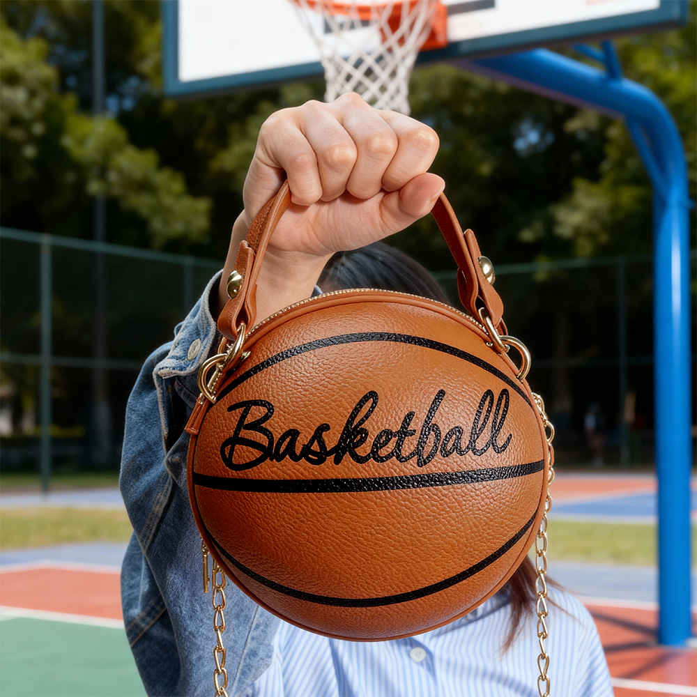 Personalisierte Basketball-Stil kugelförmige Tasche mit anfänglichen täglichen Sport Verwendung Game Day Weihnachtsgeschenk für Mädchen Basketball-Liebhaber