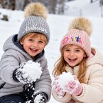 Individuell gestaltete, mit mehrfarbigem Garn umwickelte, weiche Baby-Strickmütze mit Pompon, ab 2 Monaten bis 6 Jahren, für den Winteralltag, als Geschenk zur Babyparty für Babys und Kleinkinder 10