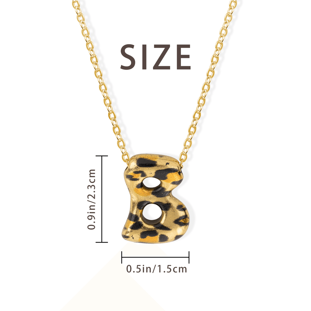 Personalised Trendy Y2K Leopard Print 3D Bubble Letter Necklace with Name Daily Wear Birthday Gift for Women Teen Girls 7