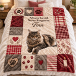 Manta suave personalizada con estampado de huellas de mascota, estilo patchwork con efecto colcha, con foto y nombre; regalo conmemorativo de condolencia por la pérdida de una mascota para el dueño 4