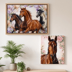 Personalised Realistic Oil Painting Horse Portrait Birth Flower Canvas Print with Name Home Decor Housewarming Birthday Gift for Horse Owners 4