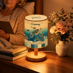 Personalised Sea Turtle Ocean Quilt Style Linen Table Lamp with Name and Title Home Decor Christmas Birthday Gift for Grandma Mum Family 3