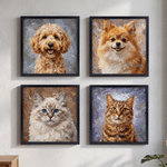 Personalized Oil Painting Style Pet Photo Canvas Prints with Name Home Wall Decor Ship from USA Birthday Gift for Pet Owners Lovers 1