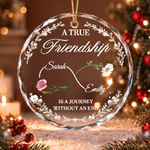 Personalised Best Friends Birth Flower Glass Ornament with Name Tree Decoration Christmas Gift for Best Friend 1