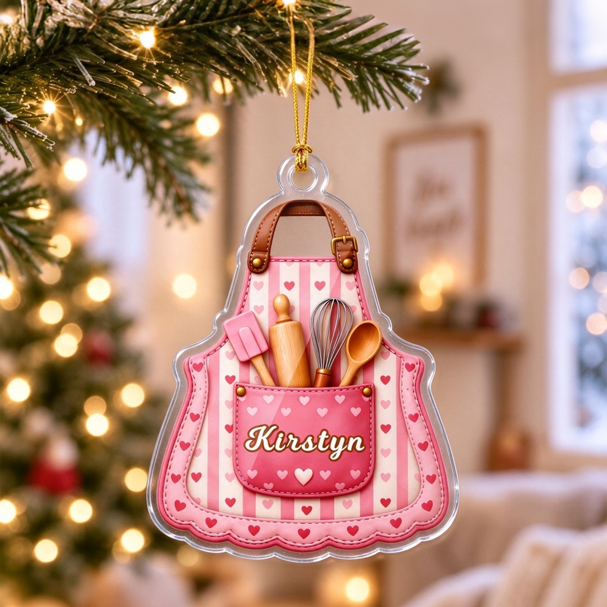 Personalized Kitchen Ware Apron Acrylic Ornament with Name Home Decor Christmas Gift for Baker Chef Family