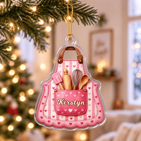 Personalized Kitchen Ware Apron Acrylic Ornament with Name Home Decor Christmas Gift for Baker Chef Family