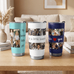 Personalized Photo Collage 20 oz Food Grade Insulated Tumbler with Text and Straw Anniversary Birthday Gift for Wife Husband