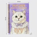 Agenda mensual 2027-2029 personalizada de espiral con foto de mascota y nombre, estilo acuarela - regalo de cumpleaños para amantes de mascotas 9