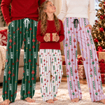 Pantalones de pijama navideños a rayas con adorno personalizado de reno para el árbol de Navidad y nombre: regalo de Navidad para hombres, mujeres, niños y amigos 2