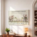 Personalised Cartoon Elephant Family Canvas Poster Framed Painting with 1-10 Names and Year Wall Decor Mother's Day Christmas Gift for Grandparents 3